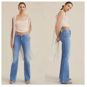 Paige Jeans Anthropologie Womens 30 Genevieve High Rise Stretch Flare Boho 70s